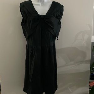 Miu Miu black silk sweetheart bow front mini dress vintage look XS